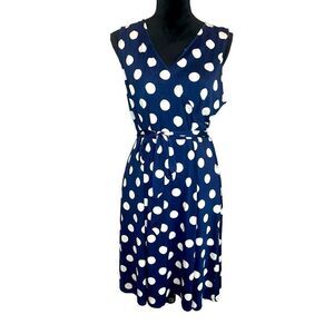 41 HAWTHORNE NAVY POLKA DOT‎ SLEEVELESS FAUX WRAP DRESS WOMENS SIZE XL